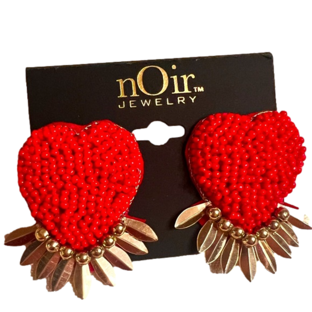2/$25🌟New nOir Beaded Heart Earrings